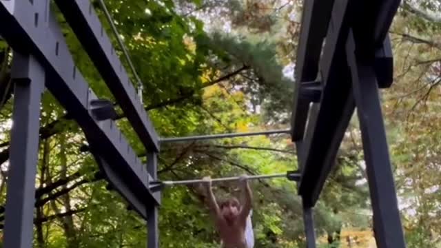 World first flip WITH the bar 👏 (davidflips1IG) #ninjatraining #barchallenge #nodaysoff