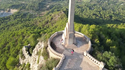 Outdoor aerial photography to record the unique view of the castle on top of the mountain