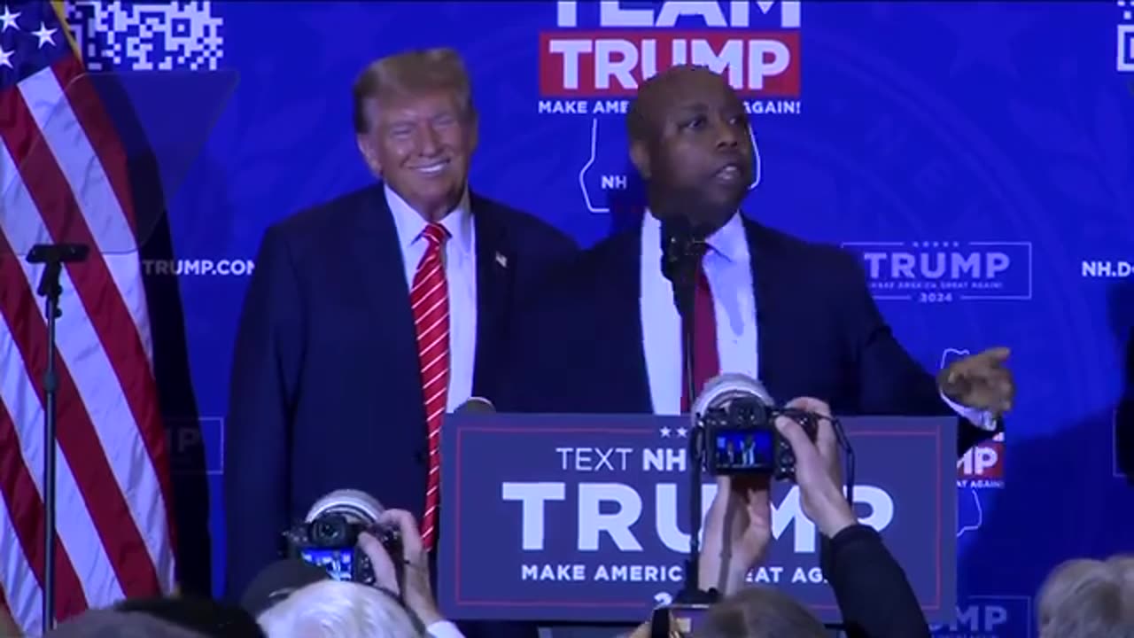 Former presidential candidate Tim Scott endorses Donald Trump at New Hampshire campaign event