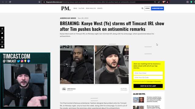 Tim Pool Responds To Kanye West Storming Off TimcastIRL, Discusses PreShow Plan, Possible Staging