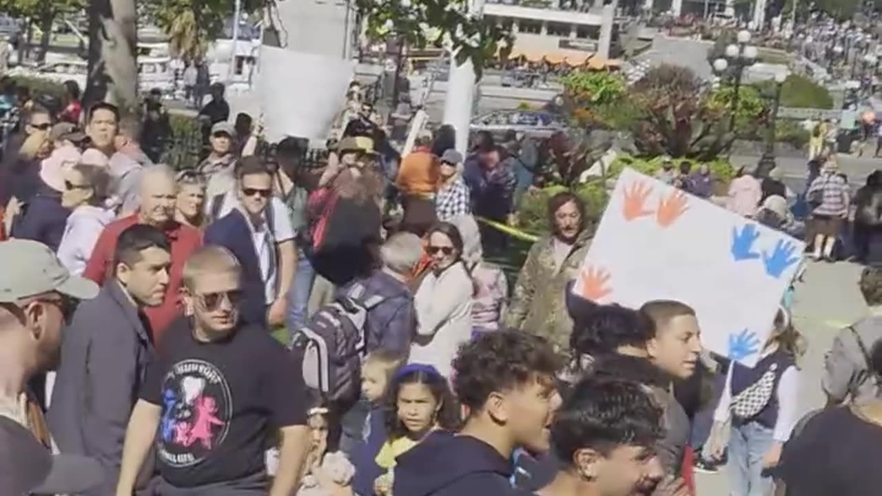 Adult counter protestor attacks teen protestor. Victoria '1 Million Person March 4 Children'