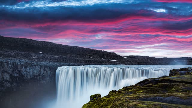 Beautiful Waterfall With Sunset In The Background Free To Use Loop Video (No Copyright)