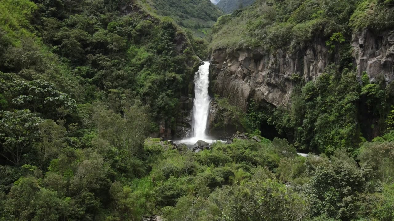 Waterfall view from drone prospective