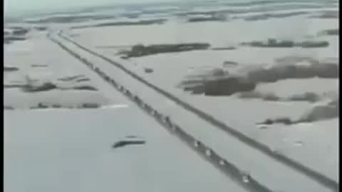 Air view of freedom trucks in Saskatchewan Canada