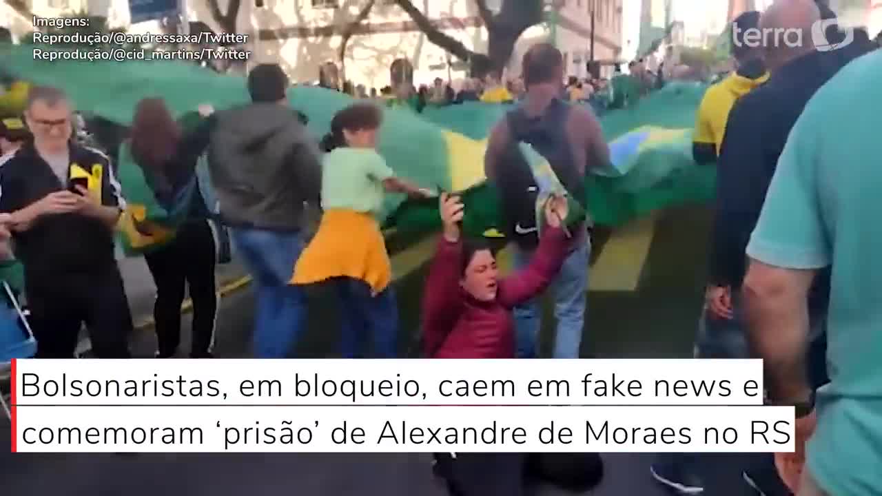 Em bloqueio, bolsonaristas comemoram notícia falsa da prisão de Alexandre de Moraes