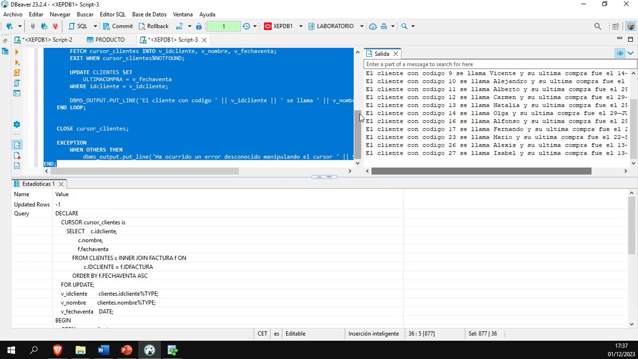 Oracle y el lenguaje PL/SQL parte 30. PL/SQL 08- Cursores de actualización