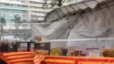 Yishun pasar malam stallsdestroyed by heavy rain on 28 Jun