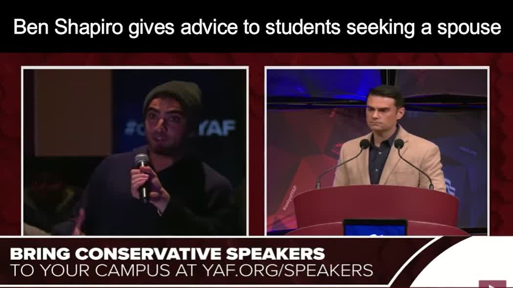 Ben Shapiro offers students advice on finding a good spouse