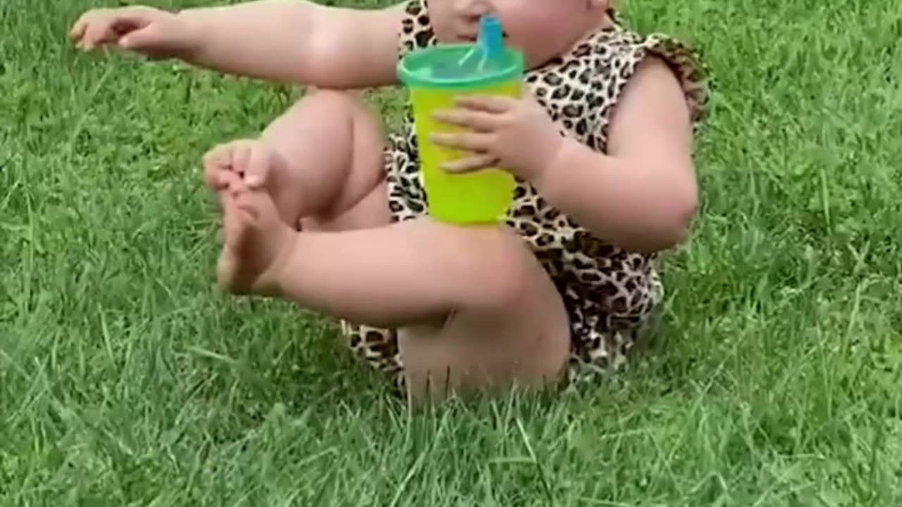 Baby's cute interaction with the grass | Funny