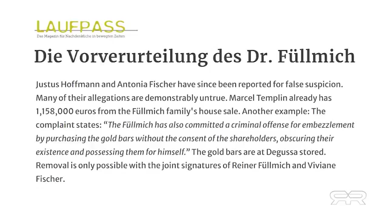 Leaked Dossier Shows German Government Conspired To Silence Reiner