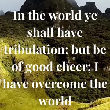 In the world ye shall have tribulation: but be of good cheer; I have overcome the world