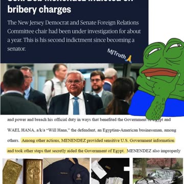 NewsFlash - Democrat Senator Bob Menendez has been indicted on Bribery Charges