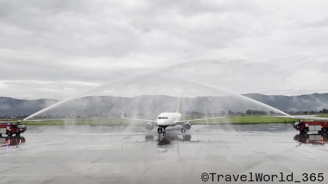 AMAZING!! Welcoming Royal Bhutan Airlines on Pokhara International Airport #trending #airlines
