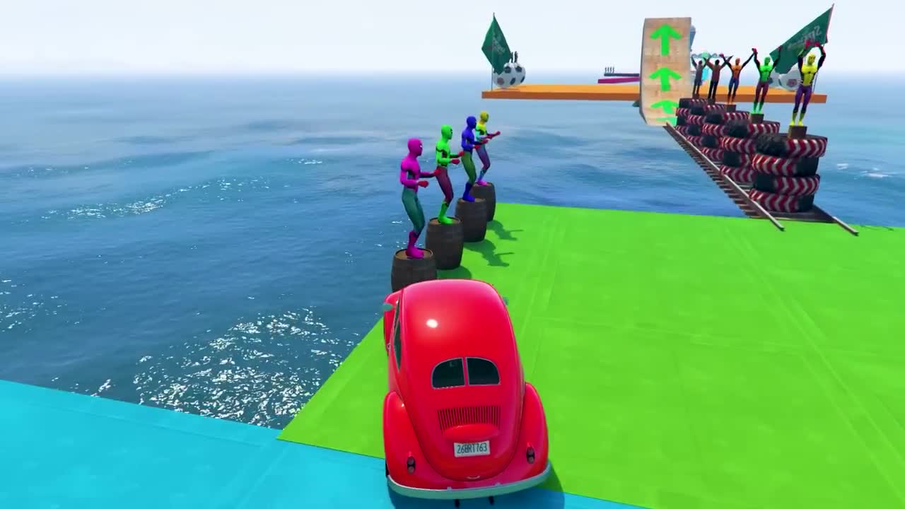 GTA V New Epic Parkour Race For Car Racing Challenge by Cars and Motorcycle, Founded Spider Shark8