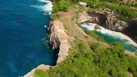 Picturesque Pasih Uug Beach on Nusa Penida Island in Indonesia.