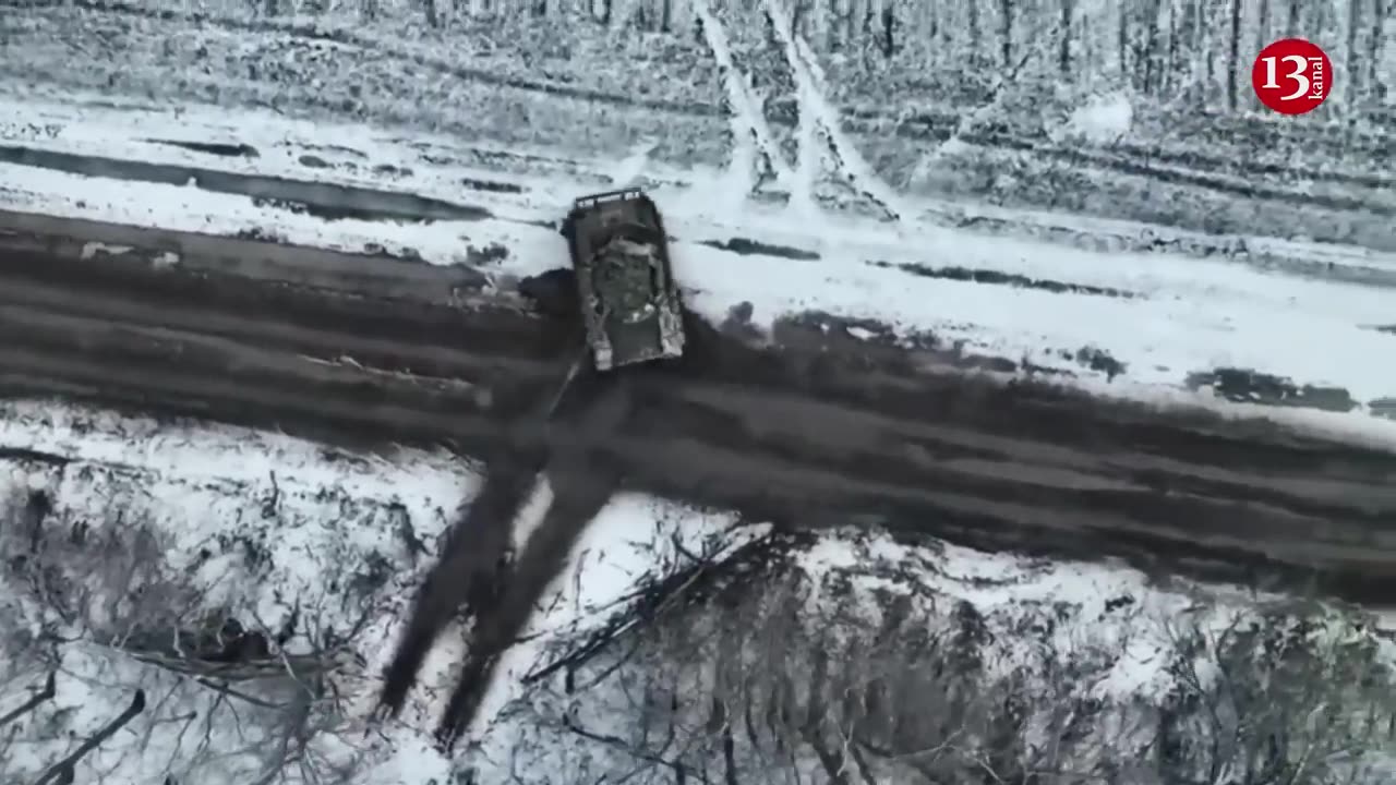 The drone targeted Russian tanks that were preparing to attack - the burning tanks tried to retreat