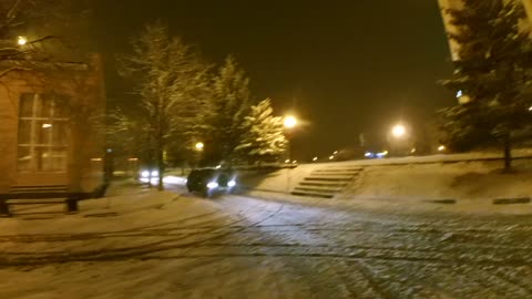 The first snow on a car in Russia