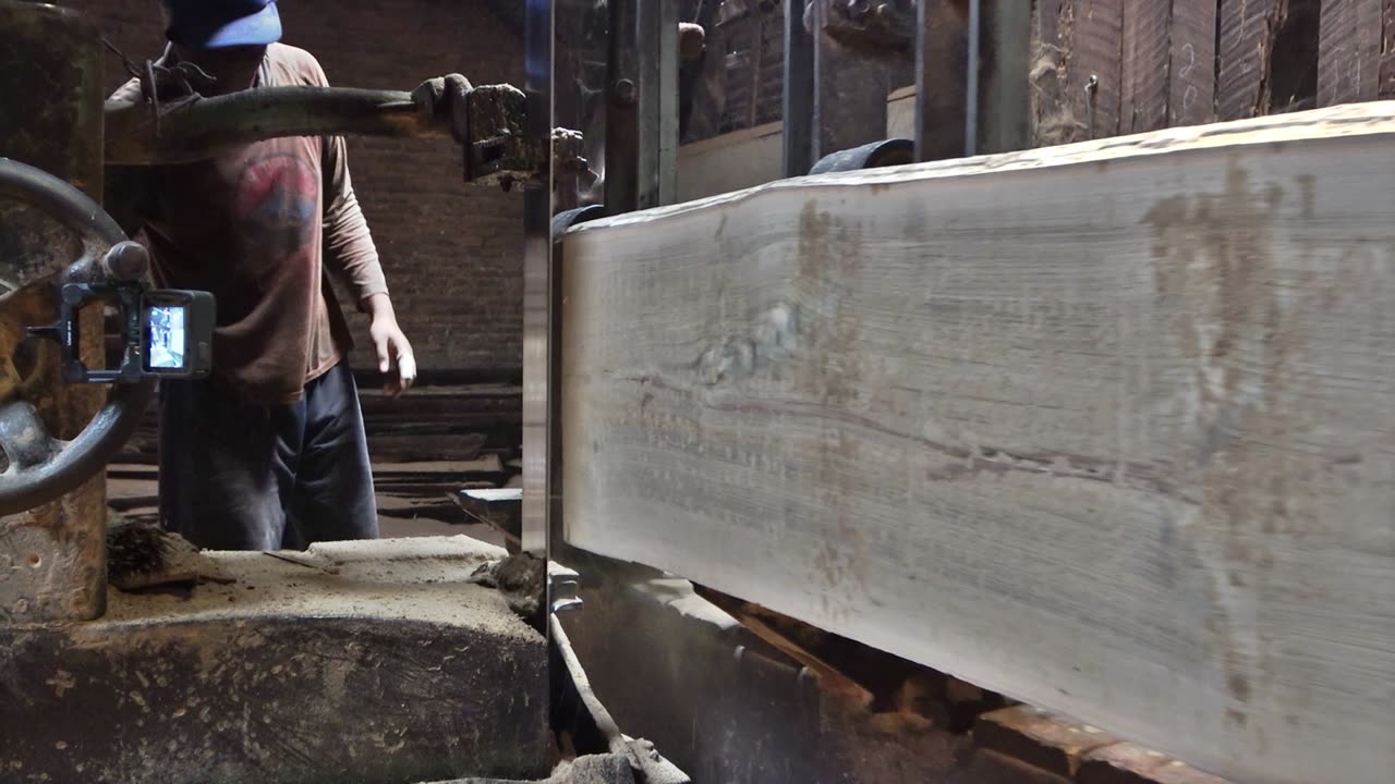 extreme - close up sawing wood using sawmill machine