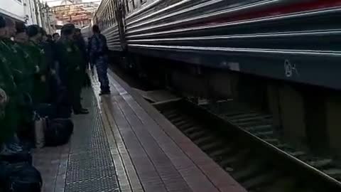 Makhachkala, Dagestan. Troops being loaded onto trains