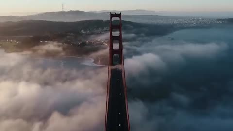 Long Bridge With A Foggy Background