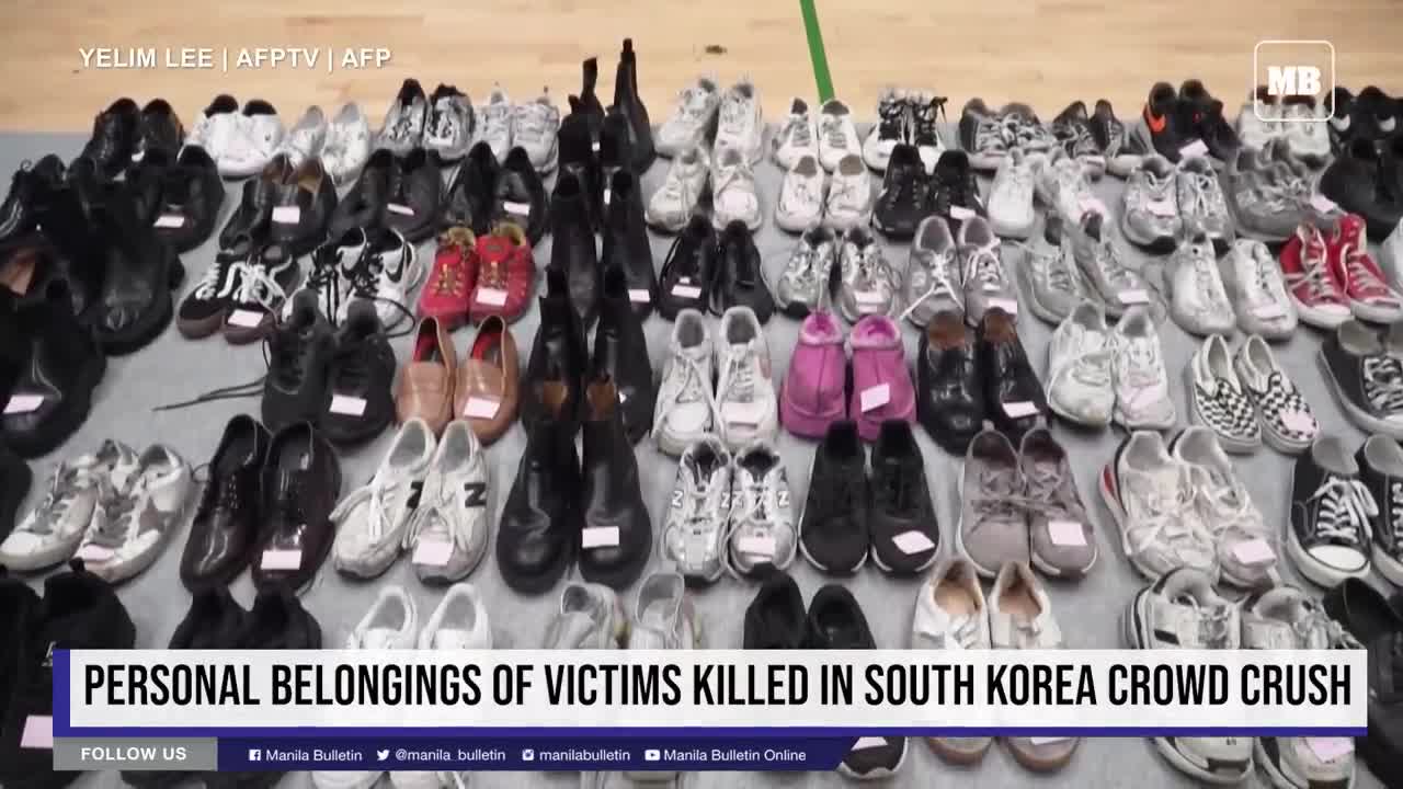 Personal belongings of victims killed in South Korea crowd crush