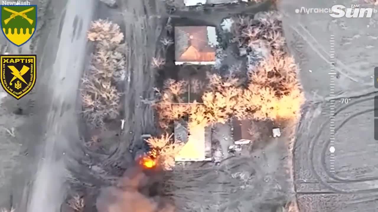 Ukrainian artillery lands direct hit on Russian armoured vehicles in Luhansk