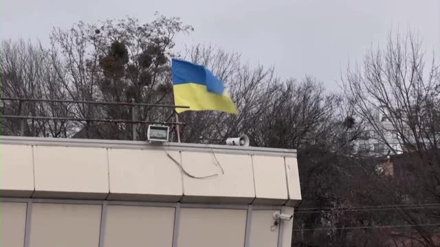 Rocket tail at Kyiv station after shelling