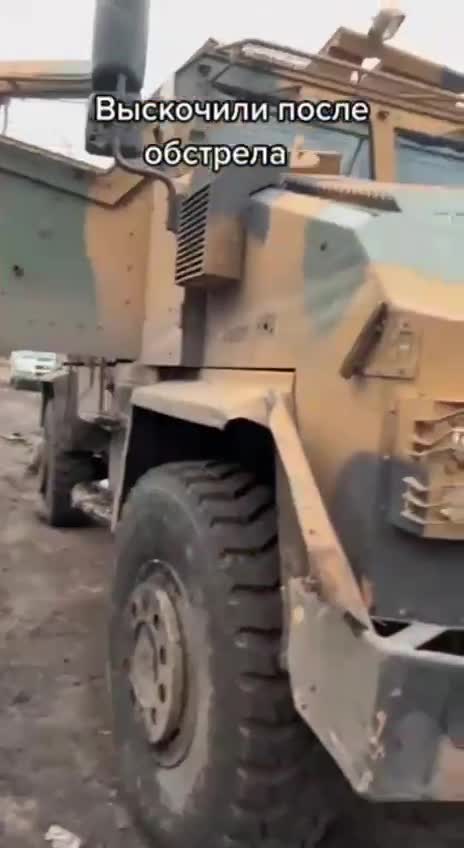Turkish protected car Kirpi in Bakhmut (Artyomovsk) after shelling by Russian troops