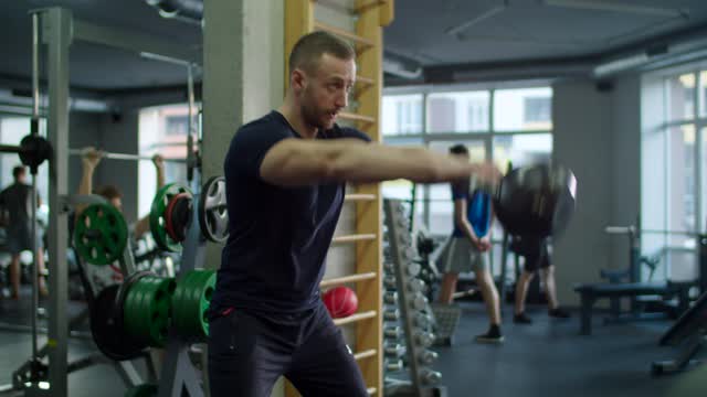 Man exercising with a kettlebell