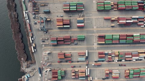 Birds Eye View of Container Port (High Quality)