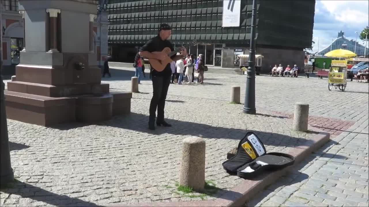 Street guitar in Riga, Latvia