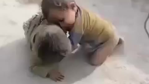 Funny wrestling of children