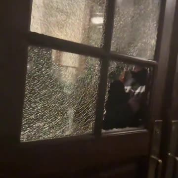 Columbia University Pro-Palestine Protesters bust windows out to the main building