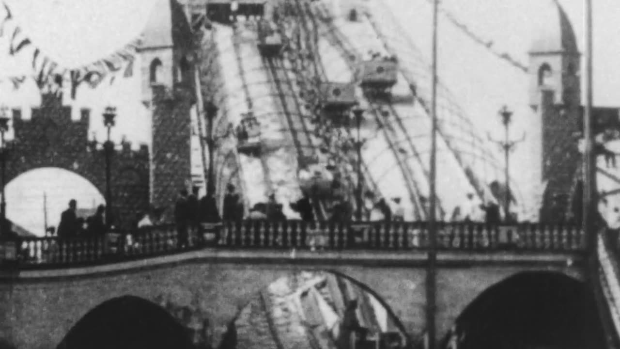 Shooting The Chutes, Luna Park, Coney Island (1903 Original Black & White Film)