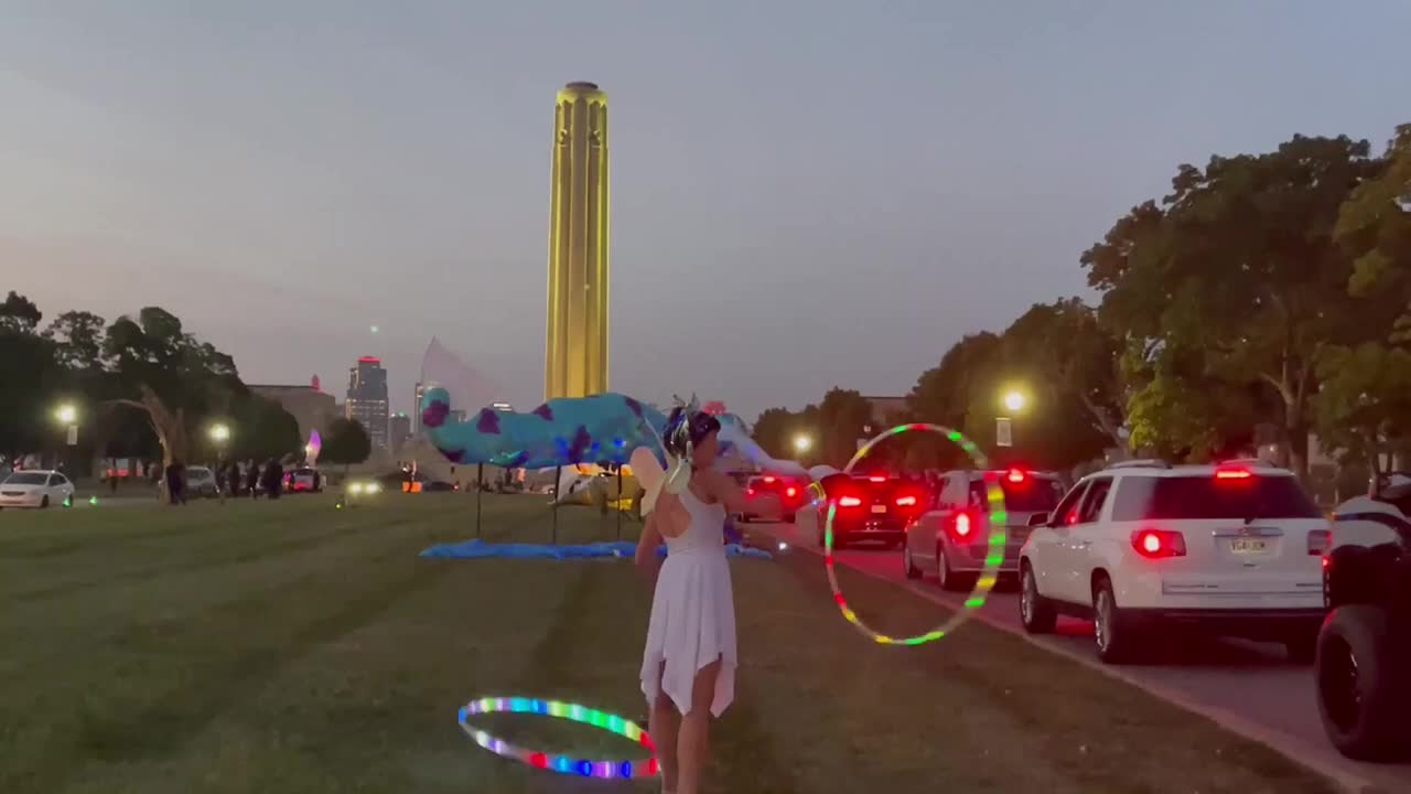 Test driving the Dress, crown, wings & Led Hoop