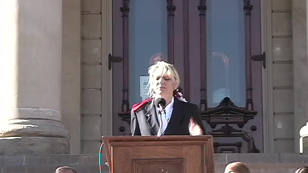 Veteran's Day 2001 Rally Concerning the Mandatory AVIP, Robin Hawes discusses Bioport