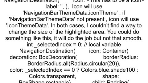 How to remove or increase selected decoration in NavigationBar