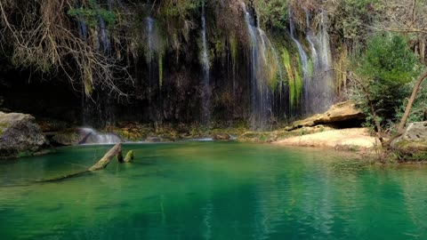 Relaxing Waterfall with Soothing Music and Birdsong