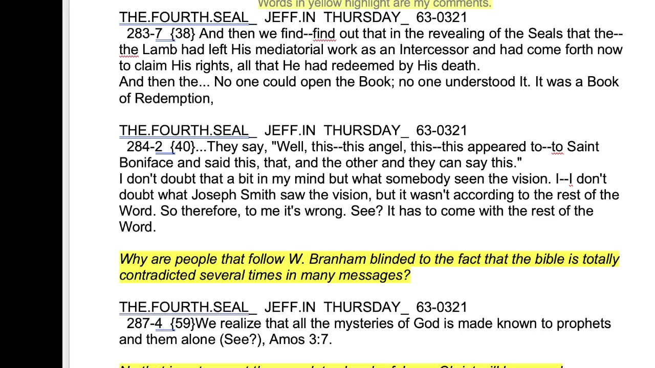 The 4th & 5th seals as preached by W.Branham