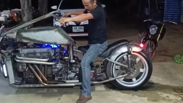 The motorcycle starts. Some people like this