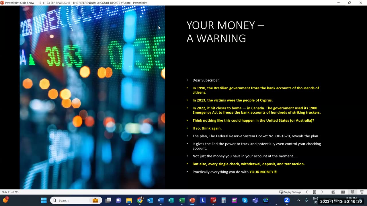 November 13: EFP Exposing the Corruption The Property Seminar