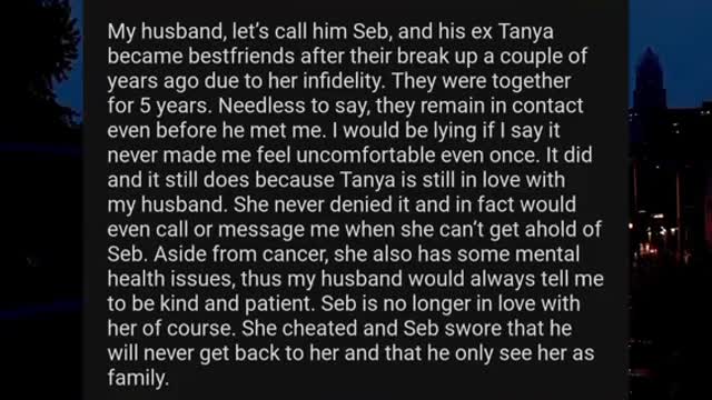 my husbands ex girlfriend is dying and her last wish is to be with my husband