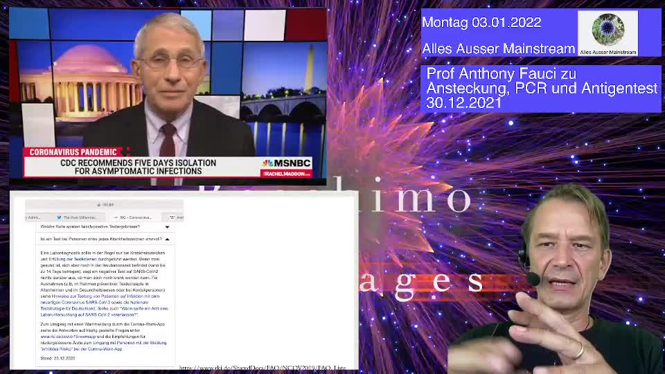 Dr Fauci zu Ansteckung, PCR und antigentest. 30.12.2021