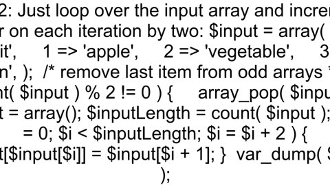 Create associative elements from every two elements of a flat indexed array