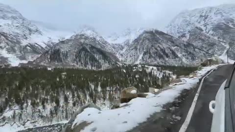 Scenic Snow-Covered Mountains in India