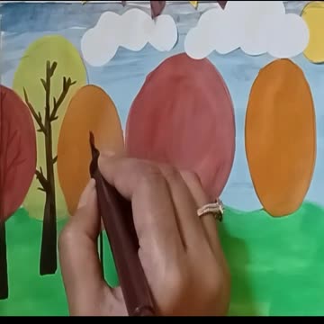 Fall Season | How To Draw Fall Season Scenery | Easy Autumn Drawing For Kids | Draw With Shapes