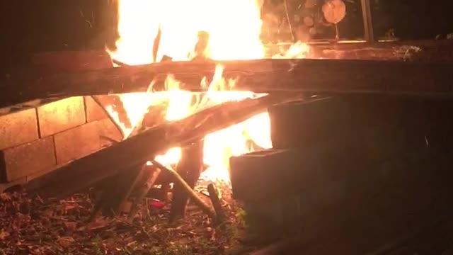 Campfire at hunting camp