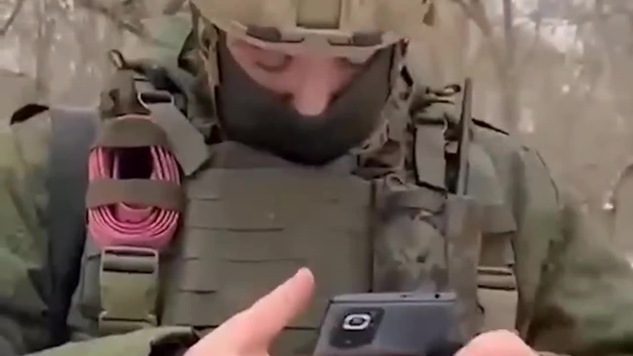 A Russian soldier was given a video message from his veteran grandfather