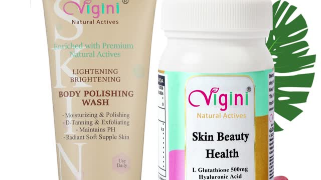 Vigini Body Whitening Skin Lightening Soap Free Scrub Wash, Glutathione Skin Beauty Fairness Capsule