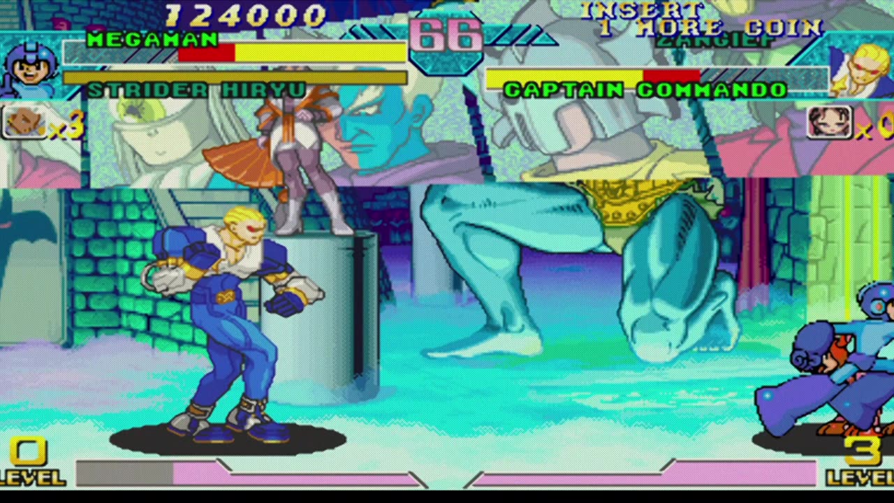 Megaman + Strider Hiryu vs Zangief + Captain Commando